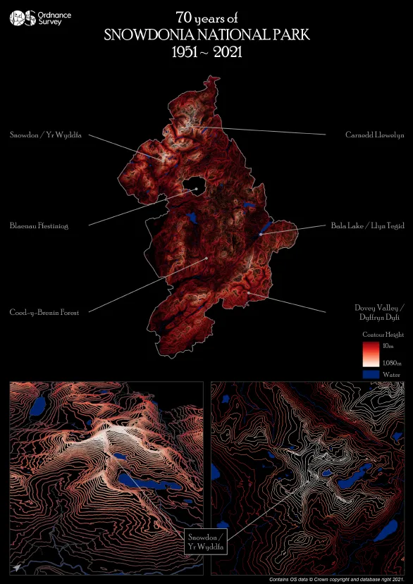Final composition of the Snowdonia National Park data visualisation.