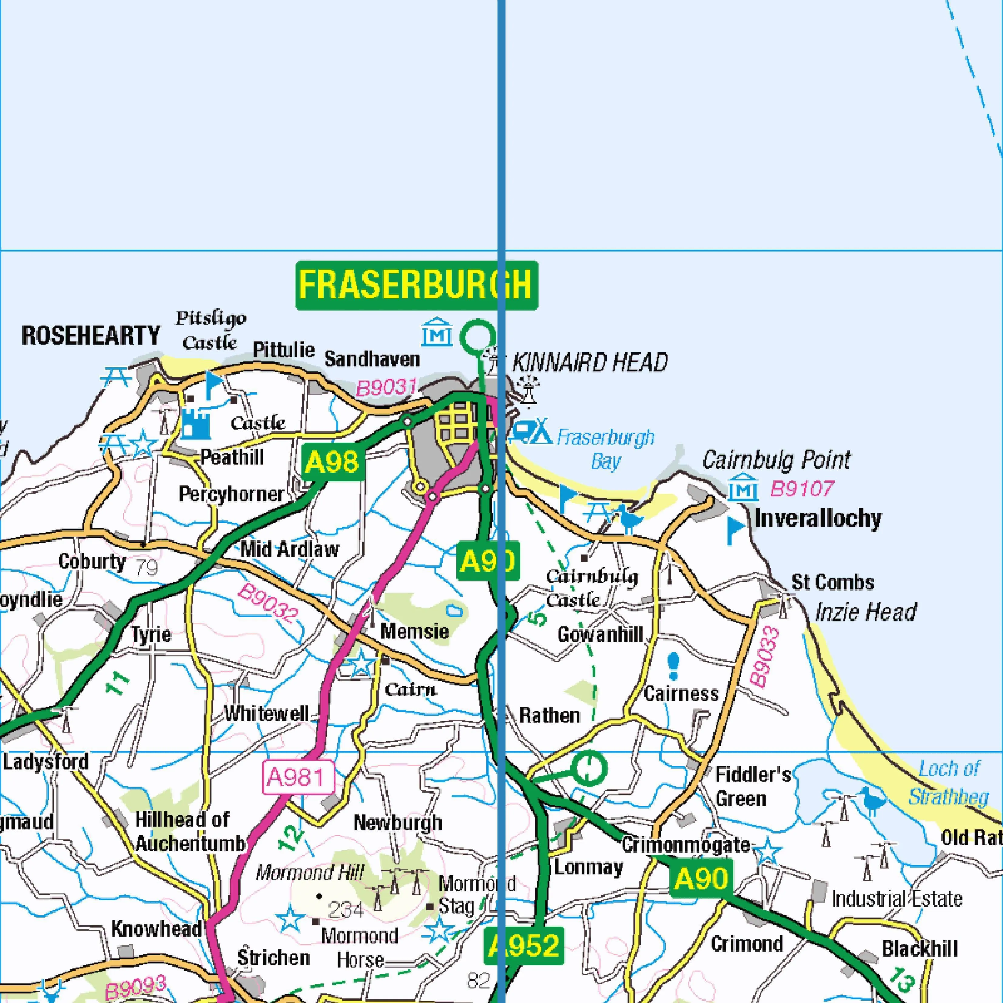 Map showing where the triple alignment will pass over Fraserburgh.
