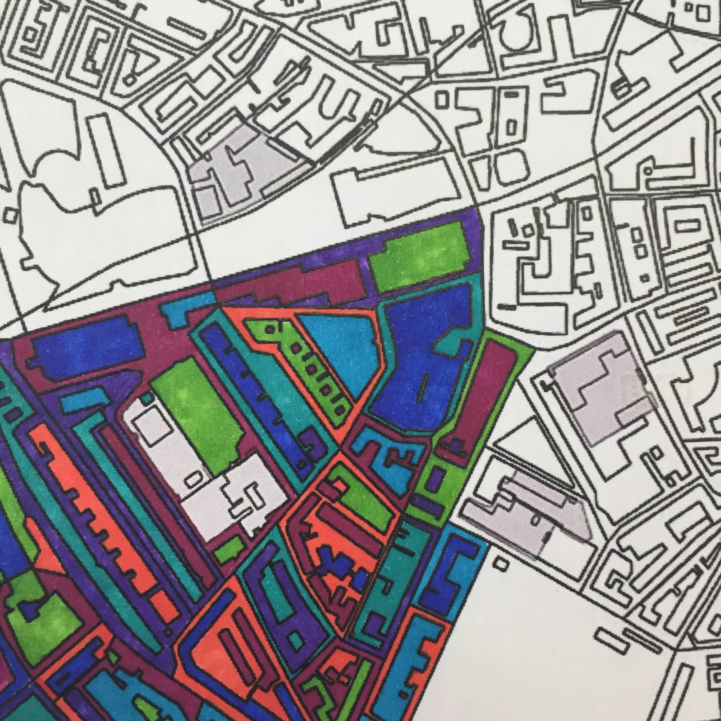 Outline map coloured in
