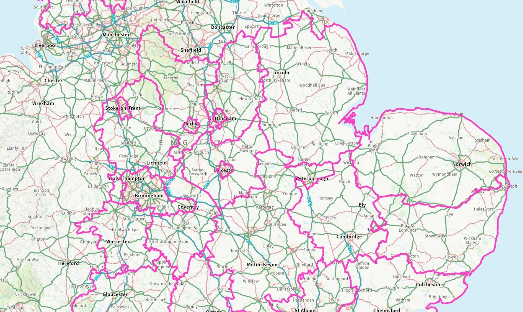 Electoral boundaries on a map