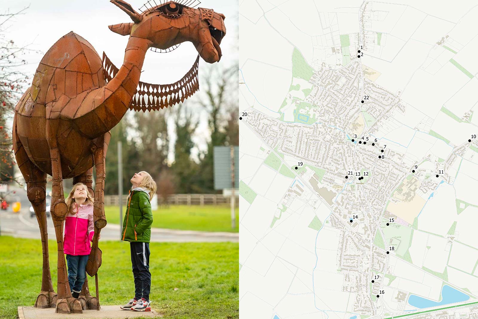 Camel sculpture on the Histon and Impington Parish Council art trail