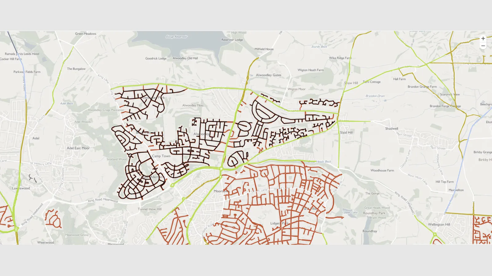 Visual representation of the highway data on a map