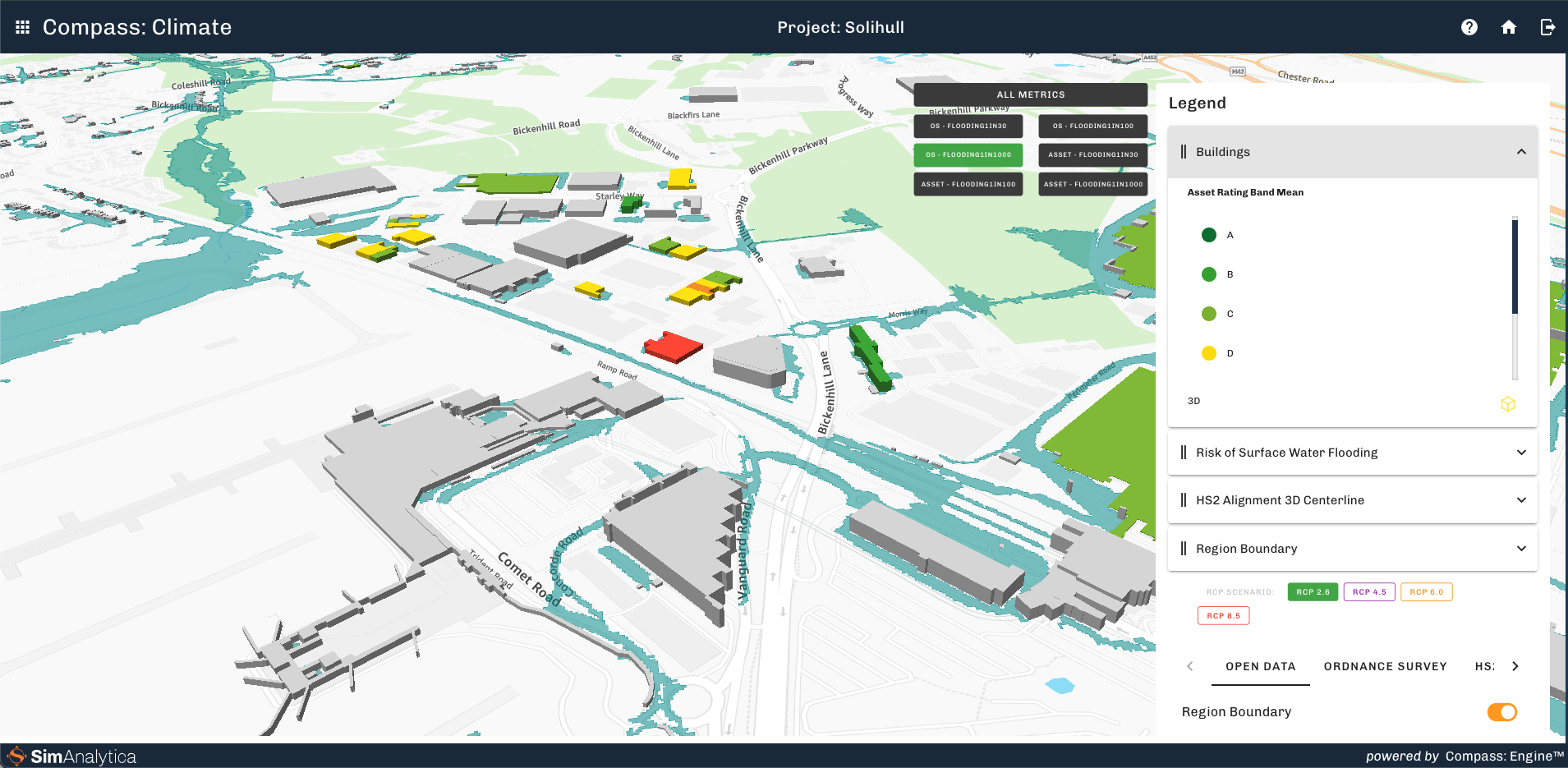 An example of SimAnalytica flood mapping