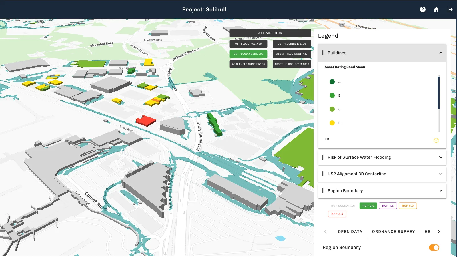 An example of SimAnalytica flood mapping