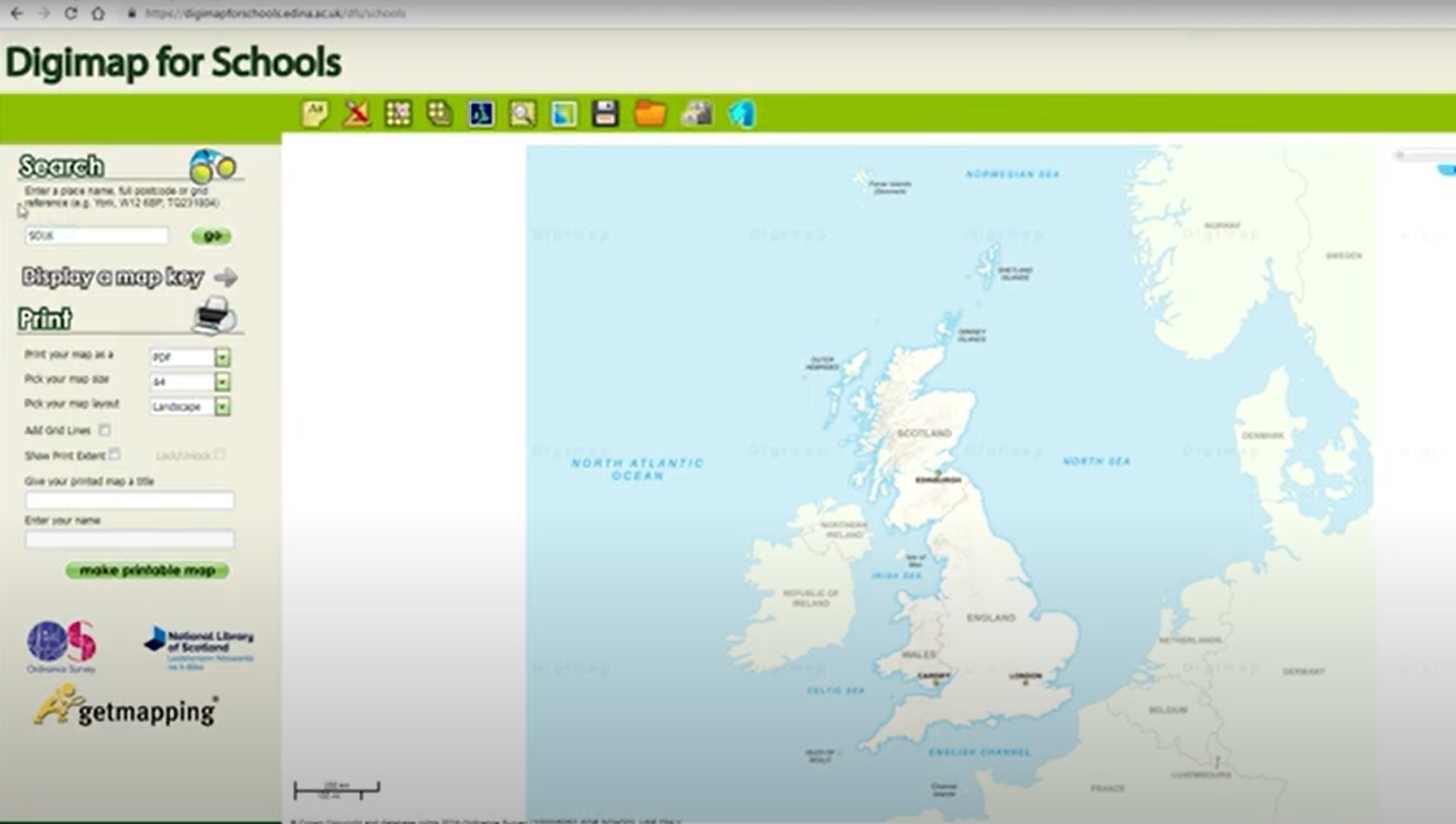 Screenshot from Digimap for Schools GIS day video
