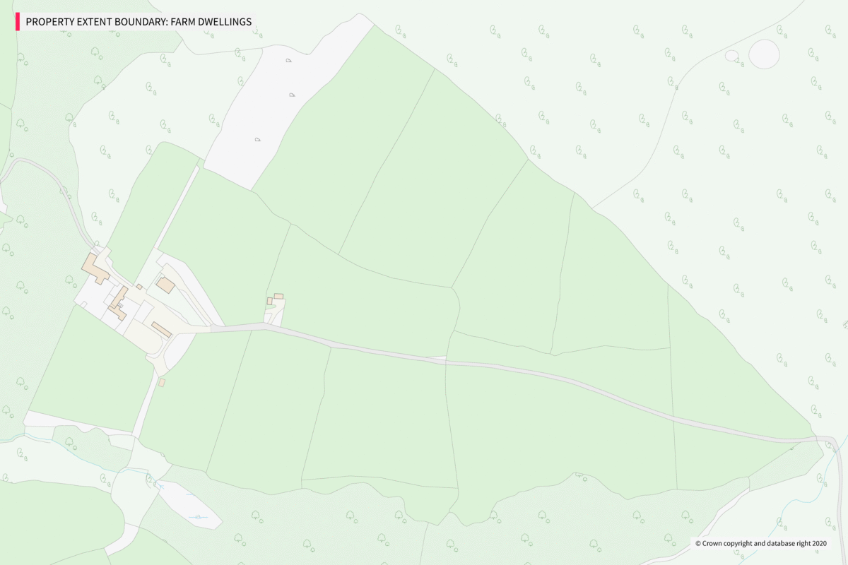 Animated GIF showing a property extent boundary example of farm dwellings