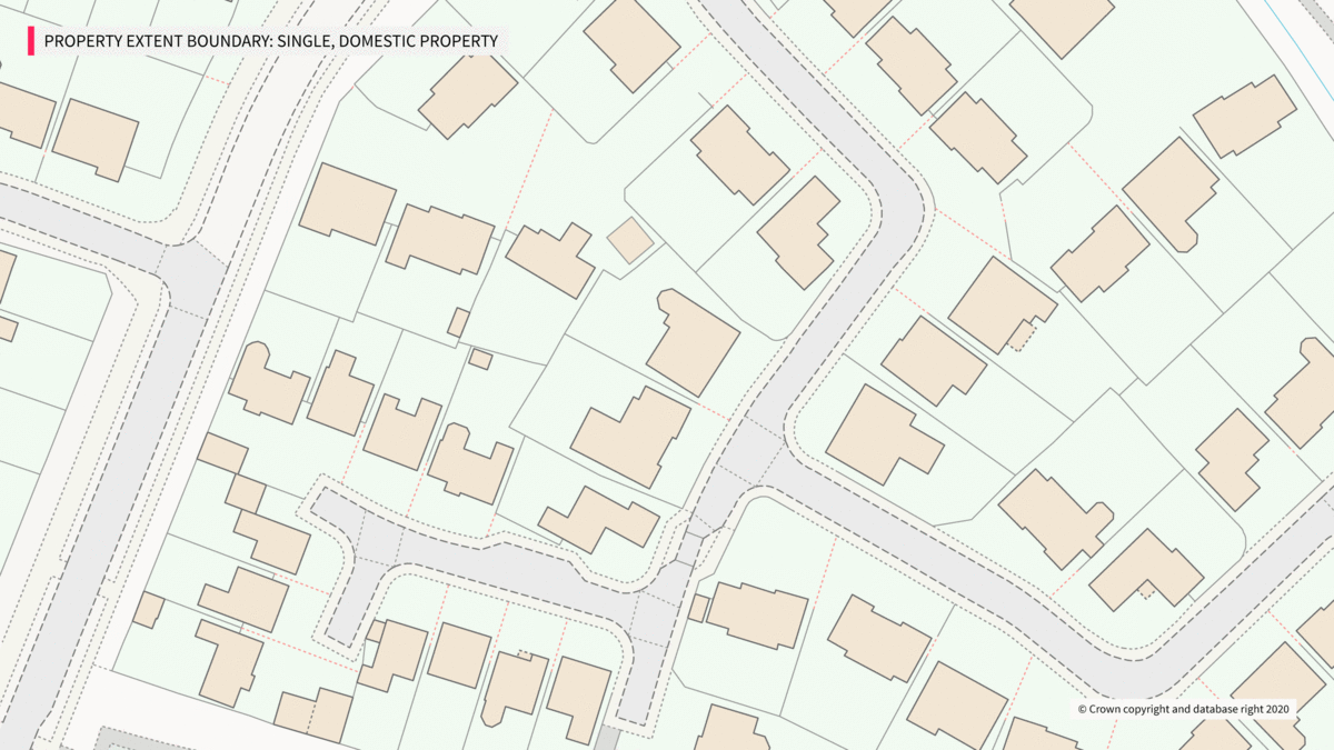 Animated GIF showing a property extent boundary example of a single, domestic property